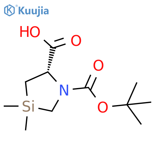 (5S)-1-tert-butoxycarbonyl-3,3-dimethyl-1,3-azasilolidine-5-carboxylic acid structure