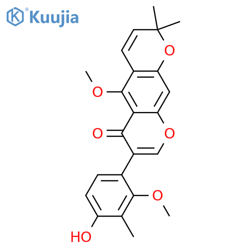 7-(2,4-Dihydroxy-3-methylphenyl)-5-hydroxy-2,2-dimethyl-2H,6H-benzo[1,2-b:5,4-b']dipyran-6-one; 2',5-Di-Me ether structure