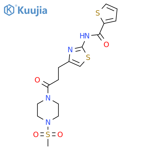 N-{4-3-(4-methanesulfonylpiperazin-1-yl)-3-oxopropyl-1,3-thiazol-2-yl}thiophene-2-carboxamide structure