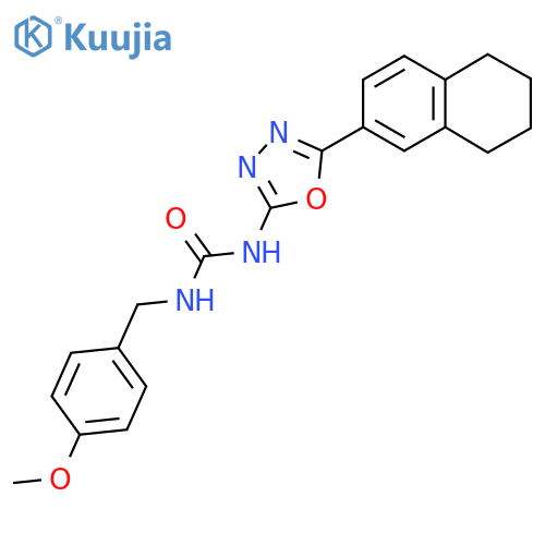 1-(4-methoxyphenyl)methyl-3-5-(5,6,7,8-tetrahydronaphthalen-2-yl)-1,3,4-oxadiazol-2-ylurea structure
