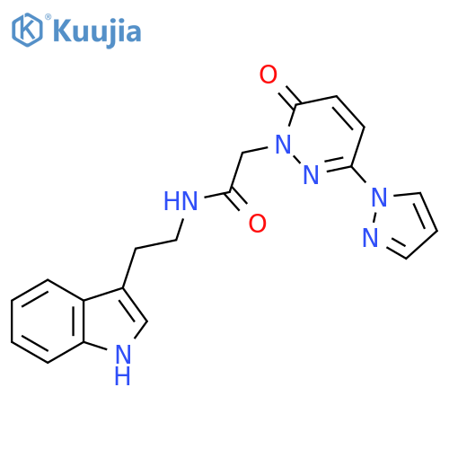 N-2-(1H-indol-3-yl)ethyl-2-6-oxo-3-(1H-pyrazol-1-yl)-1,6-dihydropyridazin-1-ylacetamide structure