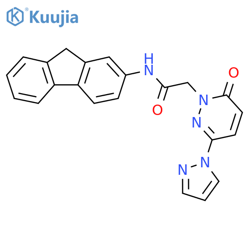 N-(9H-fluoren-2-yl)-2-[6-oxo-3-(1H-pyrazol-1-yl)-1,6-dihydropyridazin-1-yl]acetamide structure