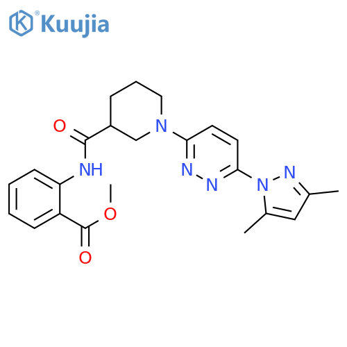 methyl 2-{1-6-(3,5-dimethyl-1H-pyrazol-1-yl)pyridazin-3-ylpiperidine-3-amido}benzoate structure