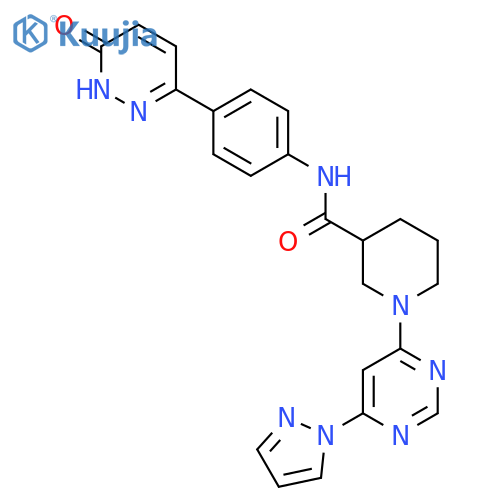 N-4-(6-hydroxypyridazin-3-yl)phenyl-1-6-(1H-pyrazol-1-yl)pyrimidin-4-ylpiperidine-3-carboxamide structure