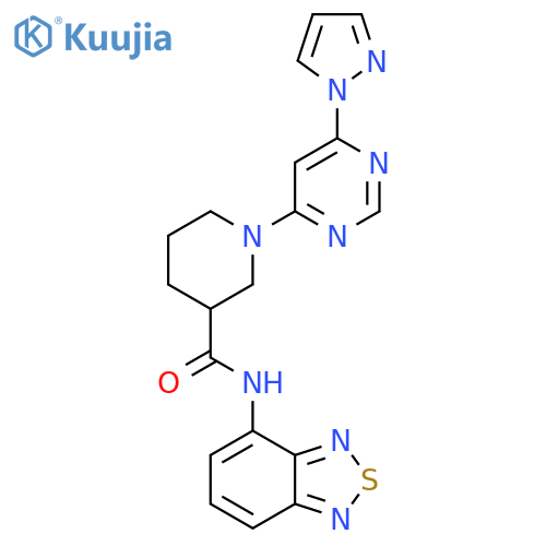 N-(2,1,3-benzothiadiazol-4-yl)-1-6-(1H-pyrazol-1-yl)pyrimidin-4-ylpiperidine-3-carboxamide structure