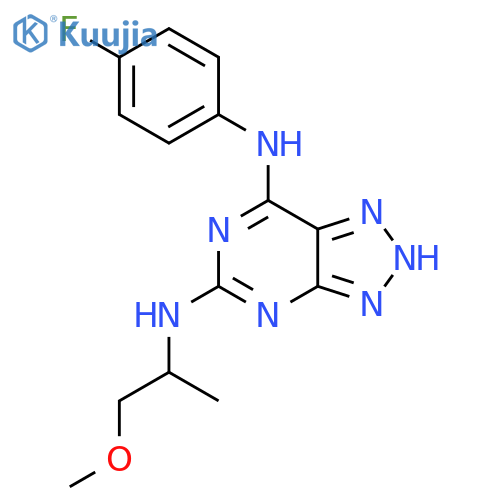 N7-(4-fluorophenyl)-N5-(1-methoxypropan-2-yl)-3H-1,2,3triazolo4,5-dpyrimidine-5,7-diamine structure