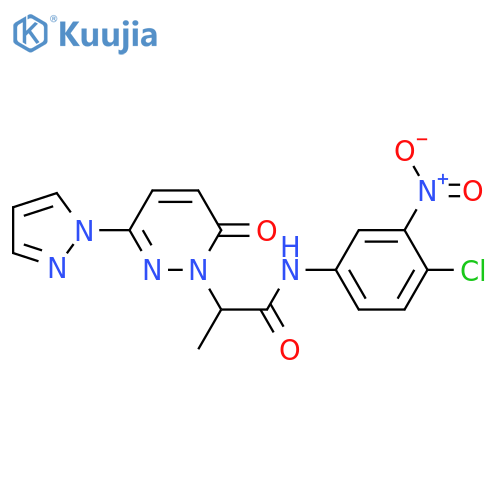N-(4-chloro-3-nitrophenyl)-2-6-oxo-3-(1H-pyrazol-1-yl)-1,6-dihydropyridazin-1-ylpropanamide structure