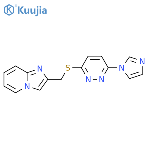 3-({imidazo1,2-apyridin-2-yl}methyl)sulfanyl-6-(1H-imidazol-1-yl)pyridazine structure
