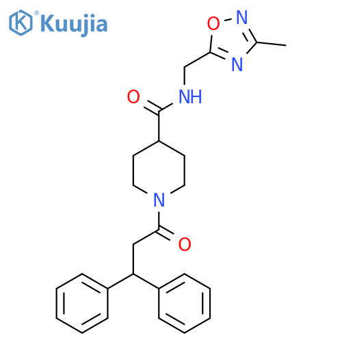 1-(3,3-diphenylpropanoyl)-N-(3-methyl-1,2,4-oxadiazol-5-yl)methylpiperidine-4-carboxamide structure