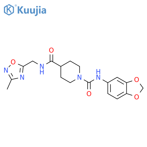 N1-(2H-1,3-benzodioxol-5-yl)-N4-(3-methyl-1,2,4-oxadiazol-5-yl)methylpiperidine-1,4-dicarboxamide structure