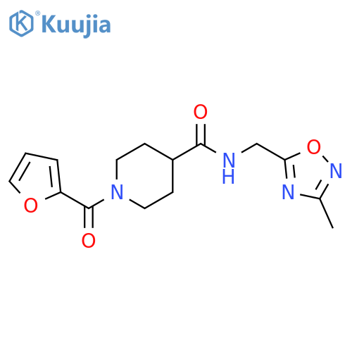 1-(furan-2-carbonyl)-N-(3-methyl-1,2,4-oxadiazol-5-yl)methylpiperidine-4-carboxamide structure