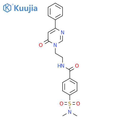 4-(dimethylsulfamoyl)-N-[2-(6-oxo-4-phenyl-1,6-dihydropyrimidin-1-yl)ethyl]benzamide structure