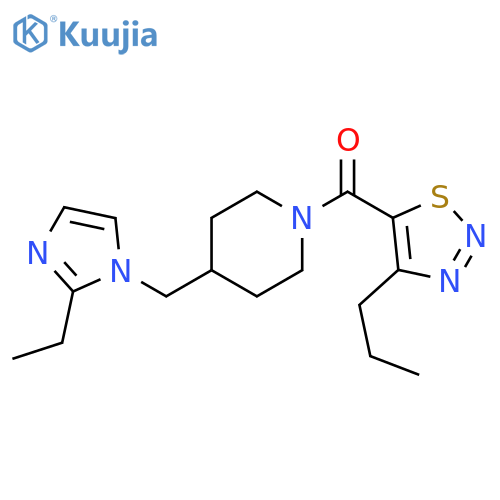 4-(2-ethyl-1H-imidazol-1-yl)methyl-1-(4-propyl-1,2,3-thiadiazole-5-carbonyl)piperidine structure