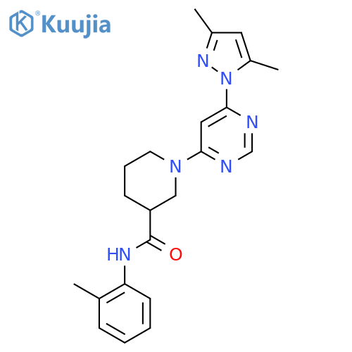 1-6-(3,5-dimethyl-1H-pyrazol-1-yl)pyrimidin-4-yl-N-(2-methylphenyl)piperidine-3-carboxamide structure