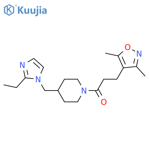 3-(3,5-dimethyl-1,2-oxazol-4-yl)-1-{4-(2-ethyl-1H-imidazol-1-yl)methylpiperidin-1-yl}propan-1-one structure