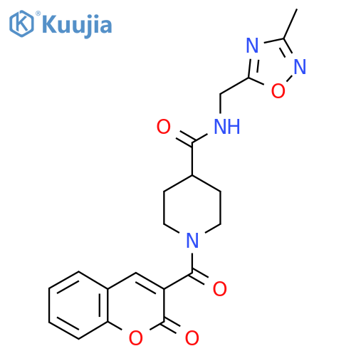 N-(3-methyl-1,2,4-oxadiazol-5-yl)methyl-1-(2-oxo-2H-chromene-3-carbonyl)piperidine-4-carboxamide structure