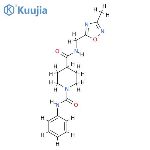 N4-(3-methyl-1,2,4-oxadiazol-5-yl)methyl-N1-phenylpiperidine-1,4-dicarboxamide structure