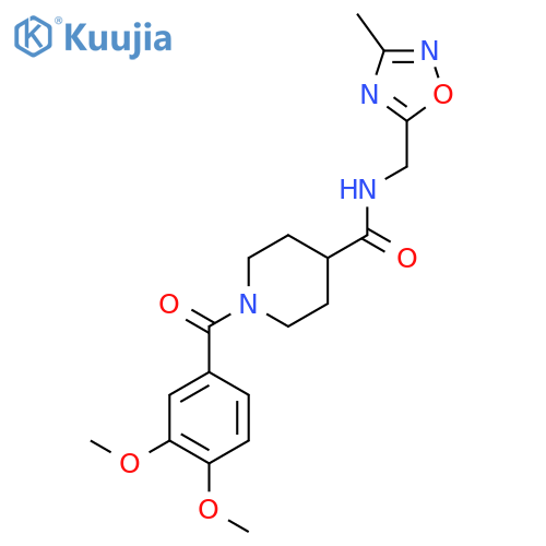1-(3,4-dimethoxybenzoyl)-N-(3-methyl-1,2,4-oxadiazol-5-yl)methylpiperidine-4-carboxamide structure