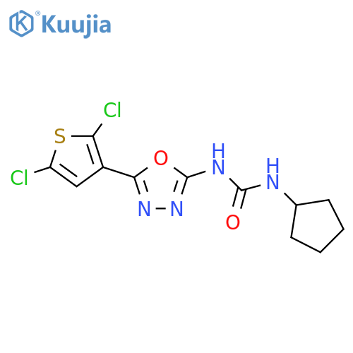 1-cyclopentyl-3-[5-(2,5-dichlorothiophen-3-yl)-1,3,4-oxadiazol-2-yl]urea structure