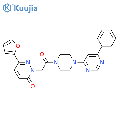 6-(furan-2-yl)-2-{2-oxo-2-4-(6-phenylpyrimidin-4-yl)piperazin-1-ylethyl}-2,3-dihydropyridazin-3-one structure