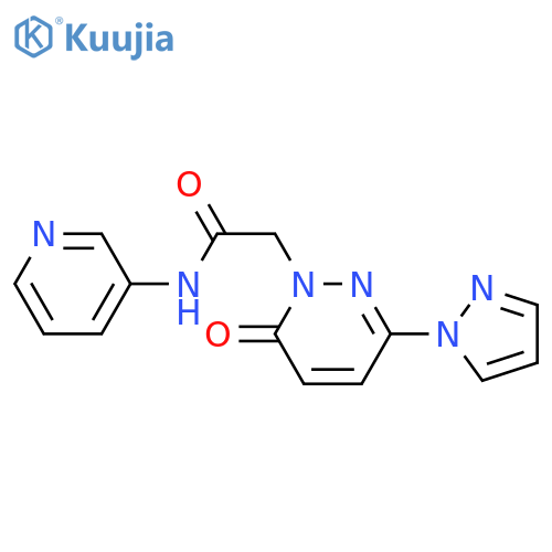 2-6-oxo-3-(1H-pyrazol-1-yl)-1,6-dihydropyridazin-1-yl-N-(pyridin-3-yl)acetamide structure