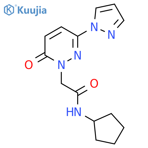 N-cyclopentyl-2-6-oxo-3-(1H-pyrazol-1-yl)-1,6-dihydropyridazin-1-ylacetamide structure