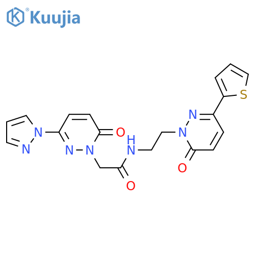 2-6-oxo-3-(1H-pyrazol-1-yl)-1,6-dihydropyridazin-1-yl-N-{2-6-oxo-3-(thiophen-2-yl)-1,6-dihydropyridazin-1-ylethyl}acetamide structure