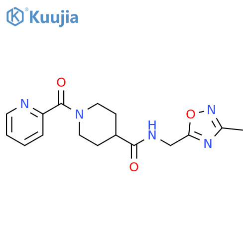 N-[(3-methyl-1,2,4-oxadiazol-5-yl)methyl]-1-(pyridine-2-carbonyl)piperidine-4-carboxamide structure