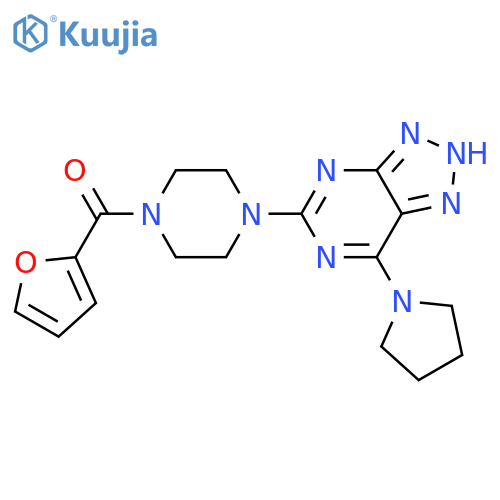 1-(furan-2-carbonyl)-4-7-(pyrrolidin-1-yl)-3H-1,2,3triazolo4,5-dpyrimidin-5-ylpiperazine structure