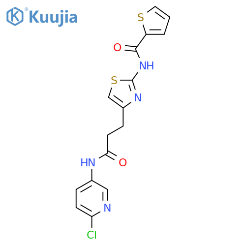 N-(4-{2-(6-chloropyridin-3-yl)carbamoylethyl}-1,3-thiazol-2-yl)thiophene-2-carboxamide structure
