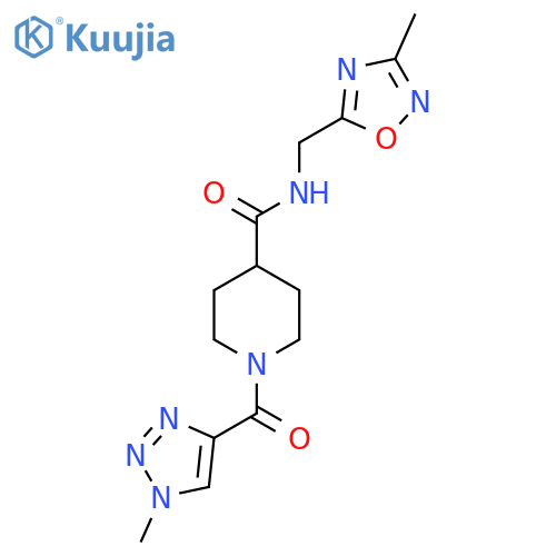N-(3-methyl-1,2,4-oxadiazol-5-yl)methyl-1-(1-methyl-1H-1,2,3-triazole-4-carbonyl)piperidine-4-carboxamide structure