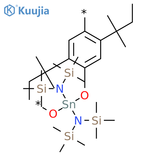 Poly[oxy[bis[bis(trimethylsilyl)amino]stannylene]oxy[2,5-bis(1,1-dimethylpropyl)-1,4-phenylene]] structure