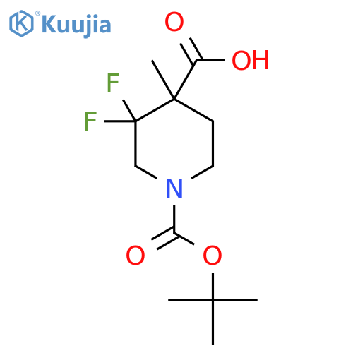 1-tert-butoxycarbonyl-3,3-difluoro-4-methyl-piperidine-4-carboxylic acid structure