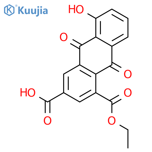1-(ethoxycarbonyl)-5-hydroxyanthraquinone-3-carboxylic acid structure
