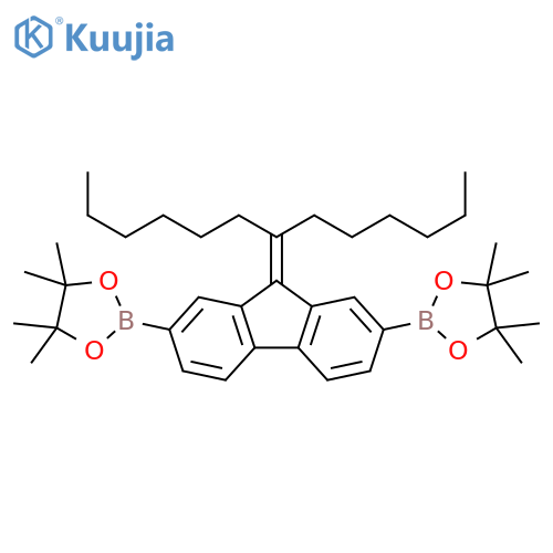 2,7-bis(4,4,5,5-tetramethyl-1,3,2-dioxaborolan-2-yl)-9-(1'-hexylheptylidene)fluorene structure