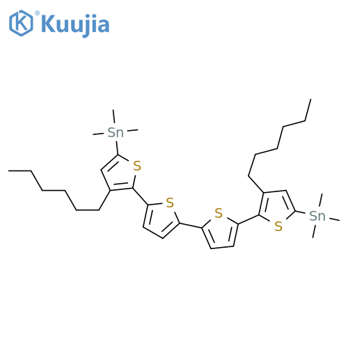 (3,3'''-Dihexyl-[2,2':5',2'':5'',2'''-quaterthiophene]-5,5'''-diyl)bis(trimethylstannane) structure