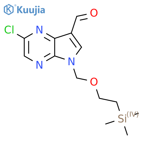 2-Chloro-5-((2-(trimethylsilyl)ethoxy)methyl)-5H-pyrrolo[2,3-b]pyrazine-7-carbaldehyde structure