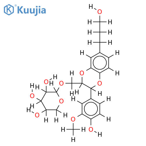 (7R,8R)-3-methoxyl-9-O-beta-D-xylopyranosyl-4':7,5':8-diepoxyneodiepoxyneolignan-4,9'-diol structure