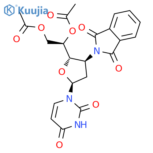 1-[5,6-di-O-acetyl-2,3-dideoxy-3-(1,3-dioxo-1,3-dihydro-2H-isoindol-2-yl)-alpha-D-ribo-hexofuranosyl]pyrimidine-2,4(1H,3H)-dione structure