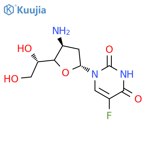 1-[(4xi)-3-amino-2,3-dideoxy-alpha-L-threo-hexofuranosyl]-5-fluoropyrimidine-2,4(1H,3H)-dione structure