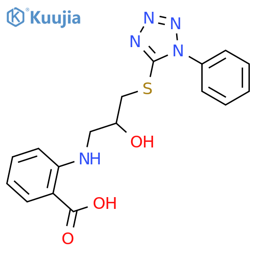 Benzoic acid,2-[[2-hydroxy-3-[(1-phenyl-1H-tetrazol-5-yl)thio]propyl]amino]- structure