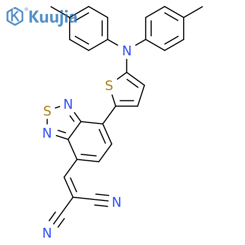2-((7-(5-(dip-tolylamino)thiophen-2-yl)benzo[c][1,2,5]thiadiazol-4-yl)methylene)malononitrile structure