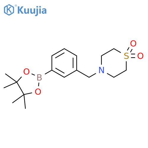 4-{[3-(4,4,5,5-tetramethyl-1,3,2-dioxaborolan-2-yl)phenyl]methyl}-1λ?-thiomorpholine-1,1-dione structure
