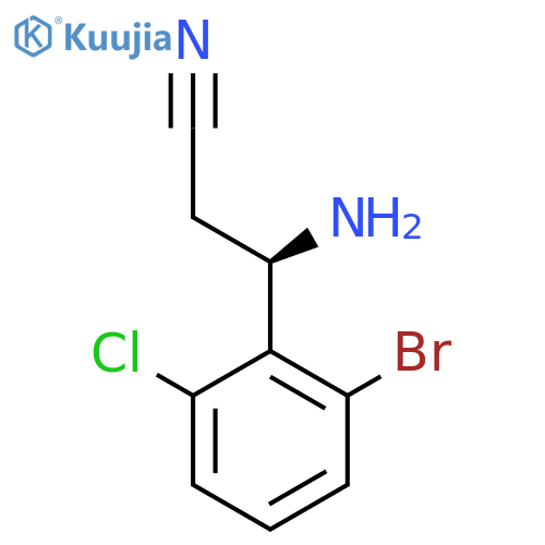 (3R)-3-AMINO-3-(2-BROMO-6-CHLOROPHENYL)PROPANENITRILE structure