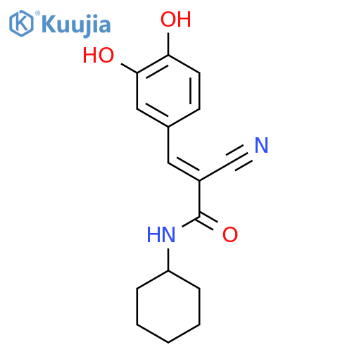 2-cyano-N-cyclohexyl-3-(3,4-dihydroxyphenyl)prop-2-enamide structure