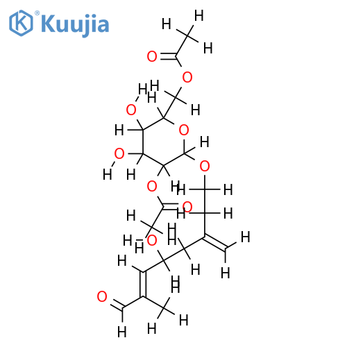 7-Formyl-3-methylene-6E-octen-1,5-diol-1-O-beta-D-(2',6'-O-diacetylglucopyranoside) structure