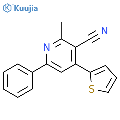 3-Pyridinecarbonitrile, 2-methyl-6-phenyl-4-(2-thienyl)- structure