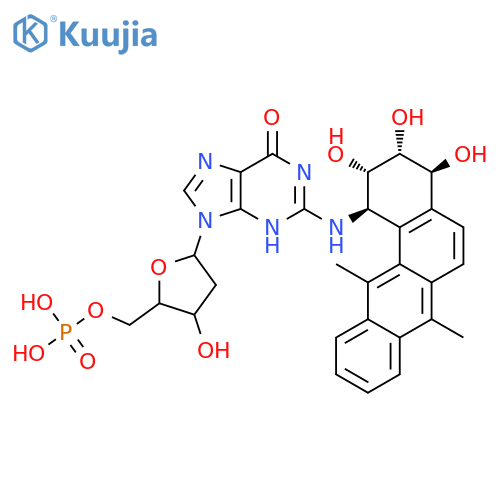 9-(2-deoxy-5-O-phosphonopentofuranosyl)-2-{[(1R,2S,3R,4S)-2,3,4-trihydroxy-7,12-dimethyl-1,2,3,4-tetrahydrotetraphen-1-yl]amino}-3,9-dihydro-6H-purin-6-one structure