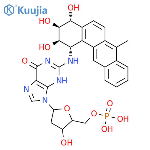 9-(2-deoxy-5-O-phosphonopentofuranosyl)-2-{[(1S,2R,3S,4R)-2,3,4-trihydroxy-7-methyl-1,2,3,4-tetrahydrotetraphen-1-yl]amino}-3,9-dihydro-6H-purin-6-one structure