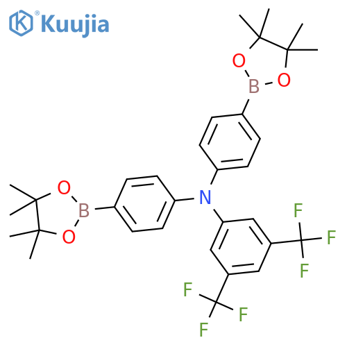 Benzenamine, N,N-bis[4-(4,4,5,5-tetramethyl-1,3,2-dioxaborolan-2-yl)phenyl]-3,5-bis(trifluoromethyl)- structure